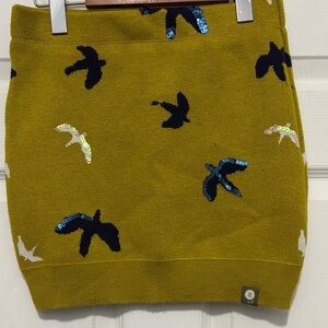 Original Honeybea Bum Warmer Olive Green Sequin Bird Knit Skirt
